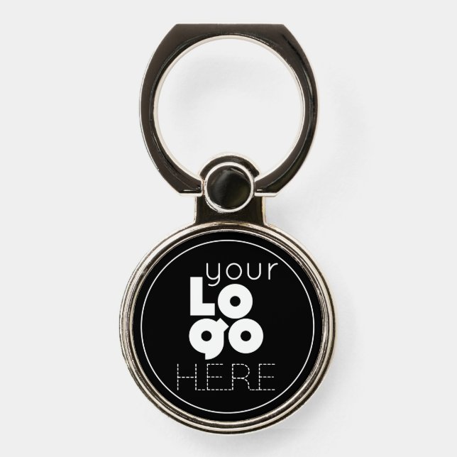 White Logo on Black Mobile Phone Ring Holder Grip (Front)