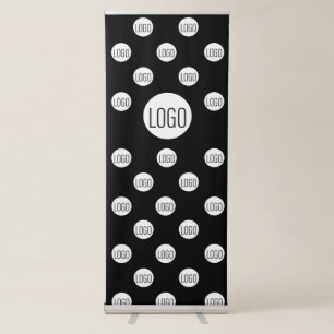 White Logo on black Simple Step and Repeat  Retractable Banner