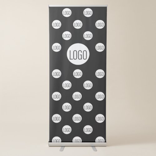 White Logo on black Simple Step and Repeat  Retractable Banner