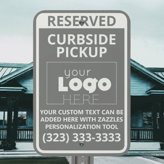 White Logo On Grey Curbside Pickup Parking Only Metal Sign (Creator Uploaded)