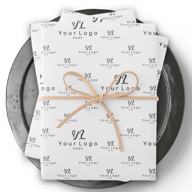 White Logo pattern Business Brand Simple Company Wrapping Paper Sheets (Creator Uploaded)