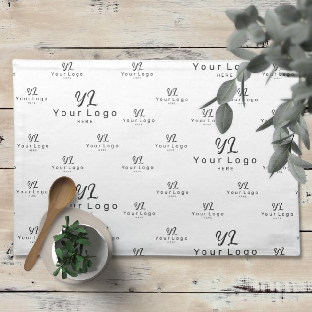 White Logo pattern Business Minimal Brand Company Cloth Placemat (Creator Uploaded)