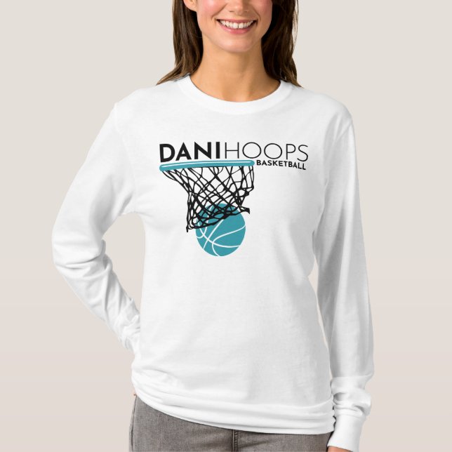 White Long Sleeve - Dani Hoops Basketball T-Shirt (Front)