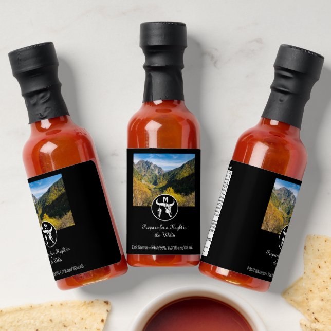 White Longhorn Skull Silhouette Monogram Photo Hot Sauces (Laydown)