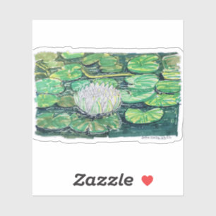 White Lotus and Lily Pads Sticker