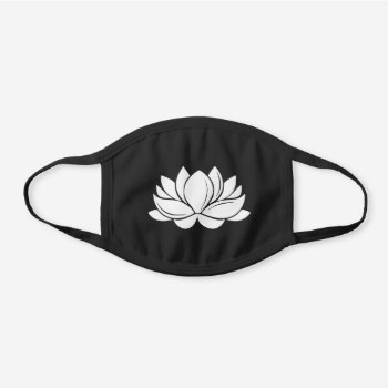 White Lotus Blossom Black Cotton Face Mask by FalconsEye at Zazzle