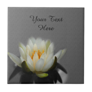 White Lotus Blossom Flower Tile
