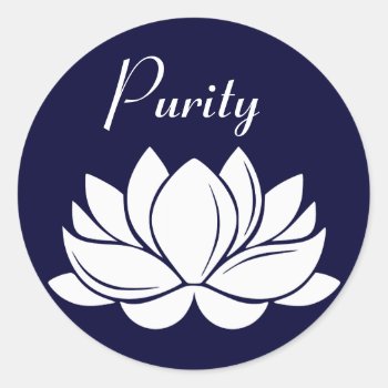 White Lotus Blossom Purity Classic Round Sticker by FalconsEye at Zazzle