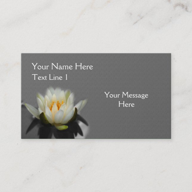 White Lotus Blossom Water Lily Flower Nature Business Card (Front)