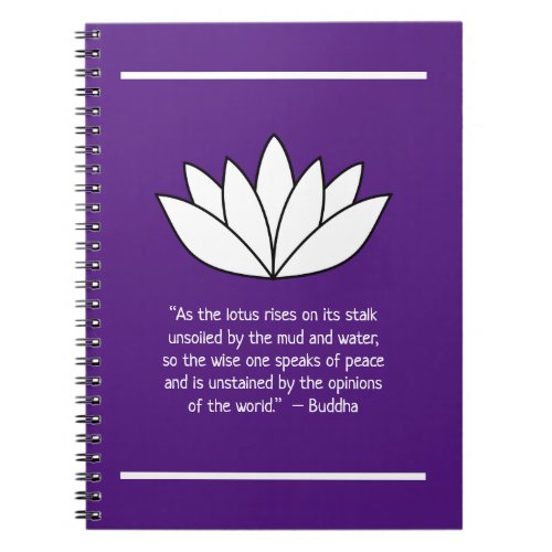 White Lotus Flower and Buddha Quote Notebook