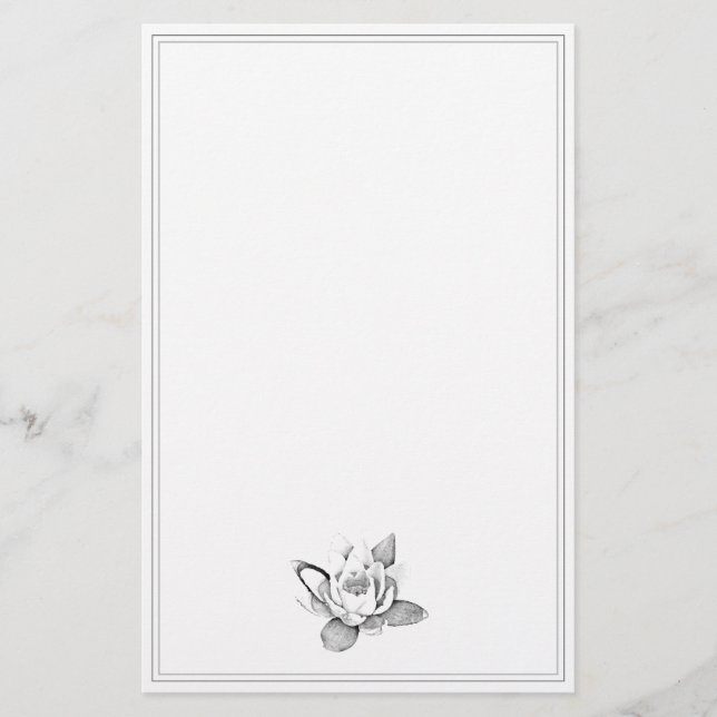 WHITE LOTUS FLOWER BOTANICAL STATIONERY (Front)