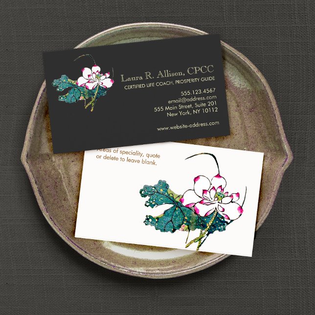 White  Lotus Flower Holistic Health Counselor Business Card (Creator Uploaded)