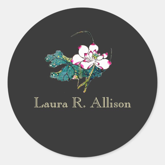 White  Lotus Flower Holistic Health Counselor Classic Round Sticker (Front)