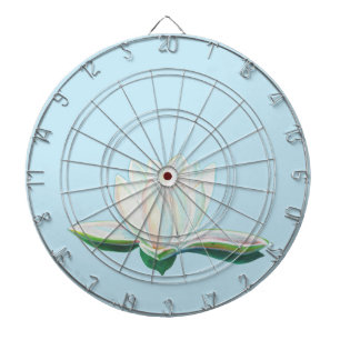 White Lotus Flower Illustration Dart Board