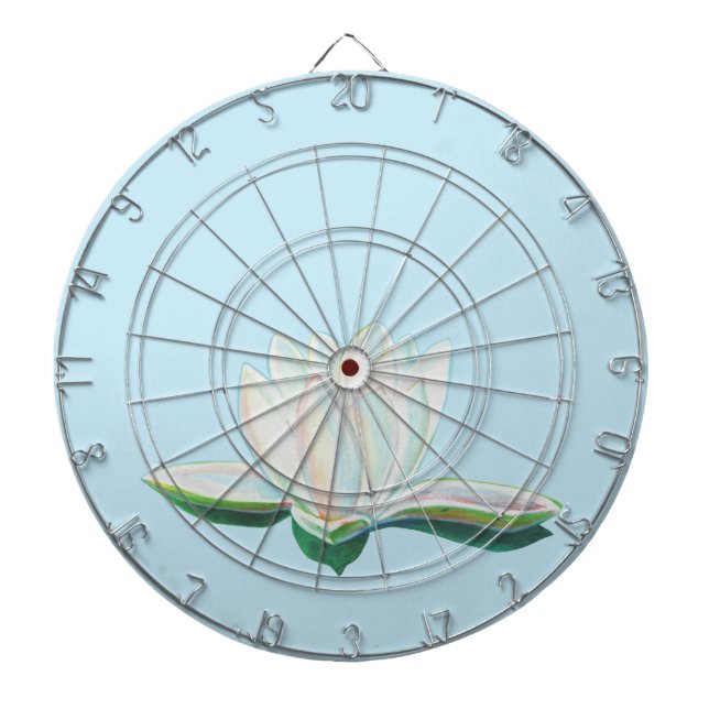 White Lotus Flower Illustration   Dart Board (Front)