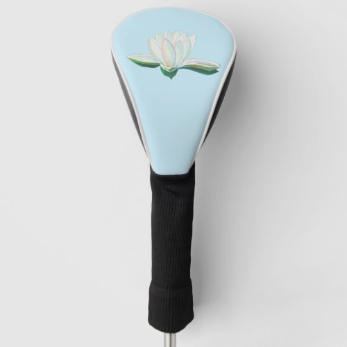White Lotus Flower Illustration   Golf Head Cover