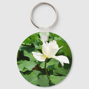 White Lotus Flower Keychain