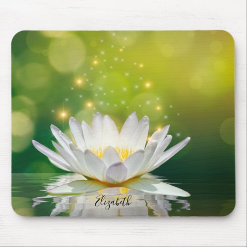 White Lotus Flower Landscape Zen Mouse Pad