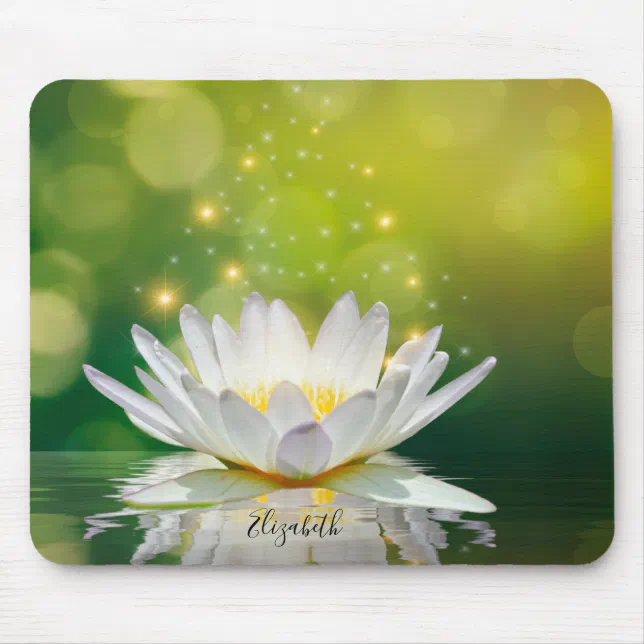 White Lotus Flower Landscape, Zen Mouse Pad Zazzle
