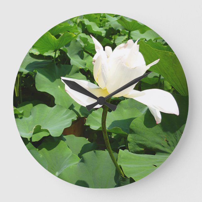 White Lotus Flower Large Clock (Front)
