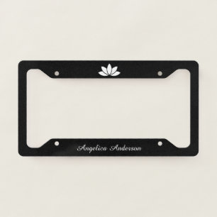 White Lotus Flower License Plate Frame