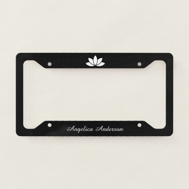 White Lotus Flower License Plate Frame (Front)