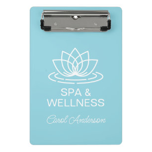 White Lotus flower logo custom spa & wellness Mini Clipboard