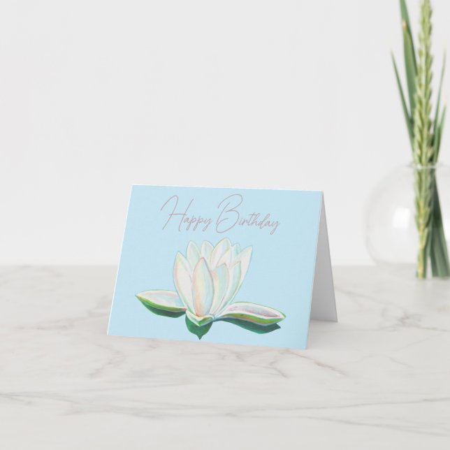 White Lotus Flower Luminous Card (Front)