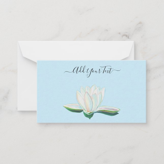 White Lotus Flower Luminous Customizable Note Card (Front)