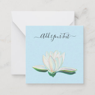 White Lotus Flower Luminous Customizable Note Card