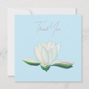 White Lotus Flower Luminous  Thank You Card