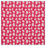 White Lotus Flower Pattern on Pink Background Fabric