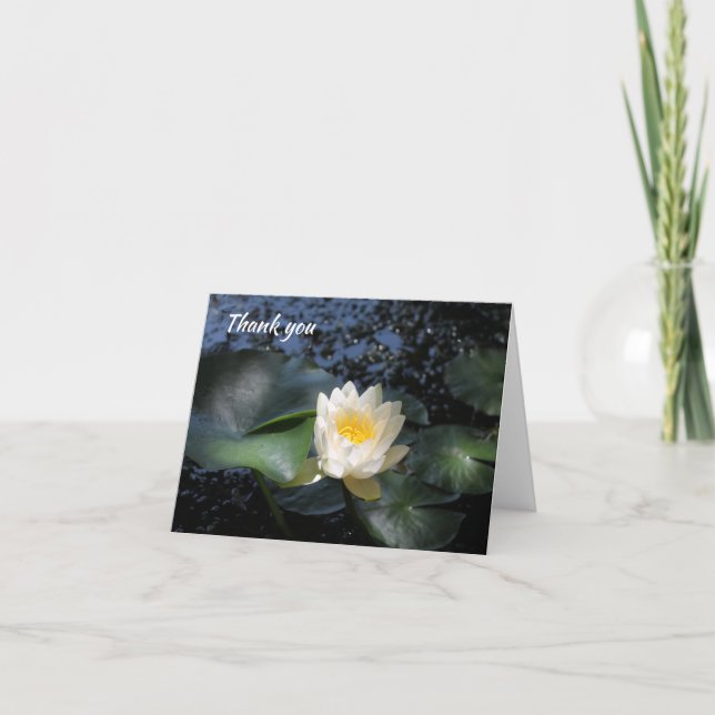 White Lotus Flower photo - thank you card (Front)