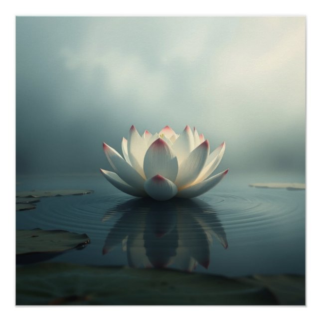 white lotus flower poster (Front)