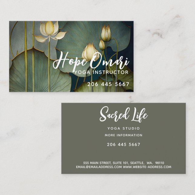 White Lotus Flowers, Beautiful Healing Nature Business Card (Front/Back)