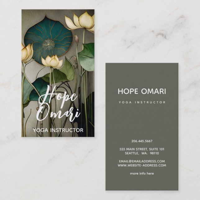 White Lotus Flowers, Beautiful Healing Nature Business Card (Front/Back)