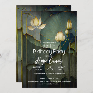 White Lotus Flowers, Beautiful Healing Nature Invitation