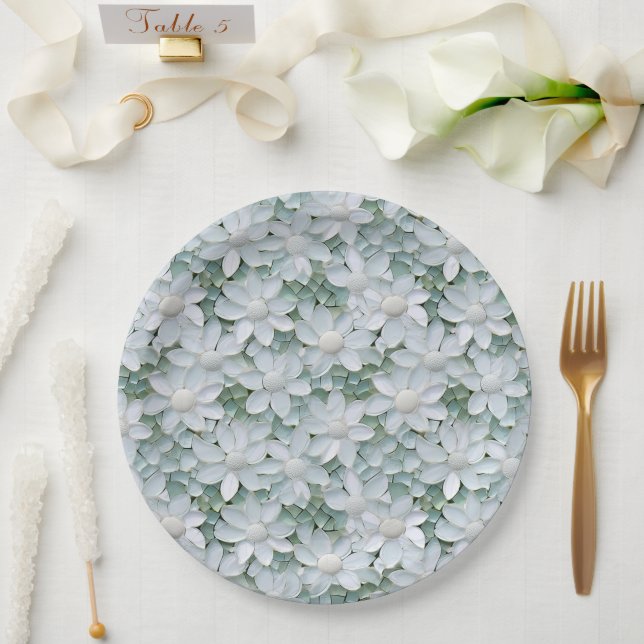 White Lotus Flowers Bridal Shower  Paper Plates (Wedding)