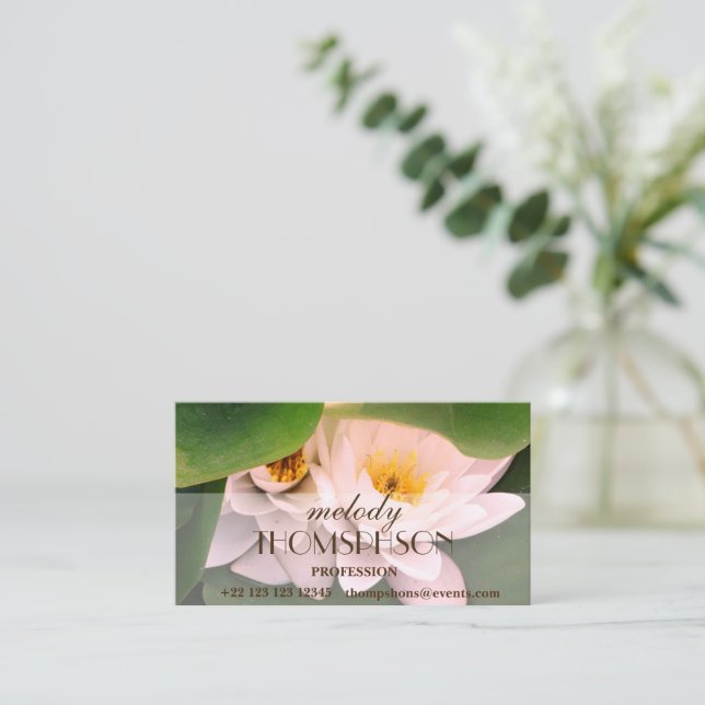 White Lotus flowers, custom,  Business Card (Standing Front)