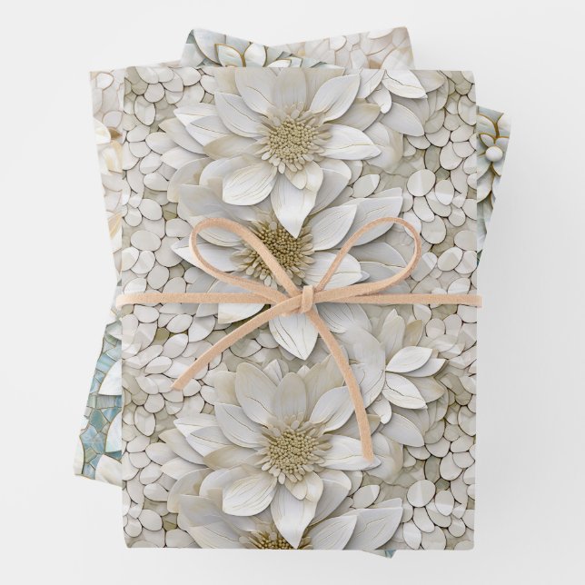 White Lotus Flowers   Wrapping Paper Sheets (In situ)