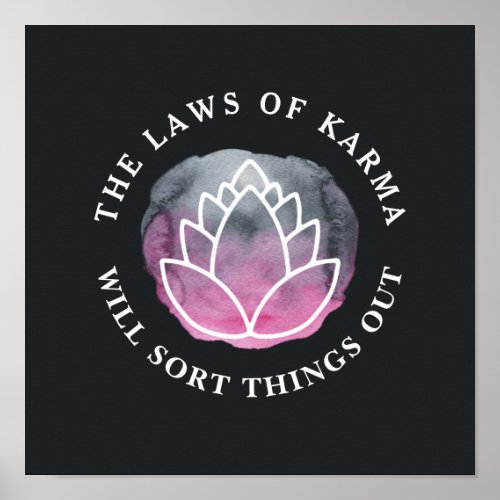 White Lotus Karma Motivational Quote Charcoal Poster