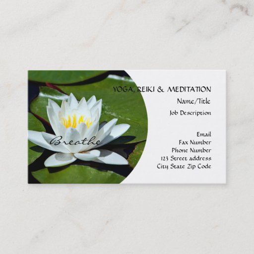 Customizable White Lotus l Water Lily l Breathe Business Card