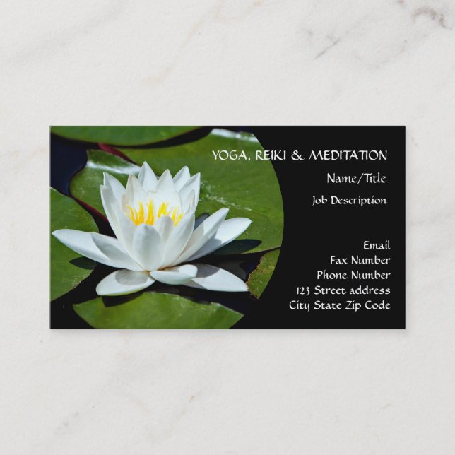 White Lotus l Water Lily l Breathe Business Card (Front)