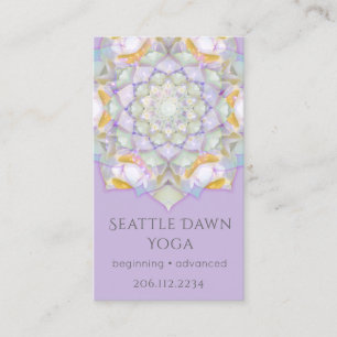 White Lotus Mandala Modern Yoga Instructor Business Card