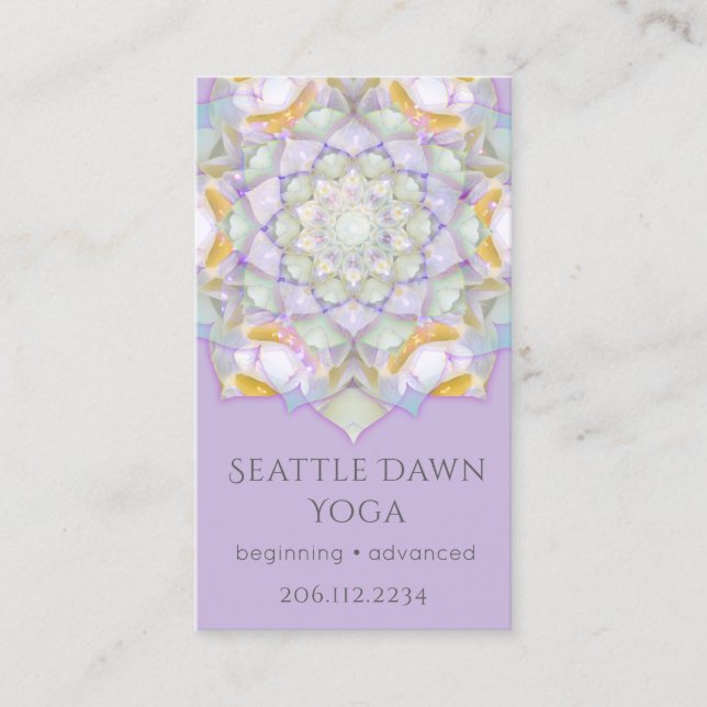 White Lotus Mandala Modern Yoga Instructor Business Card (Front)