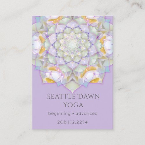 White Lotus Mandala Modern Yoga Instructor Business Card