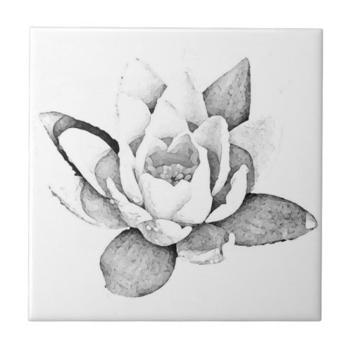 WHITE LOTUS PHOTO TILE BY TINY LOTUS