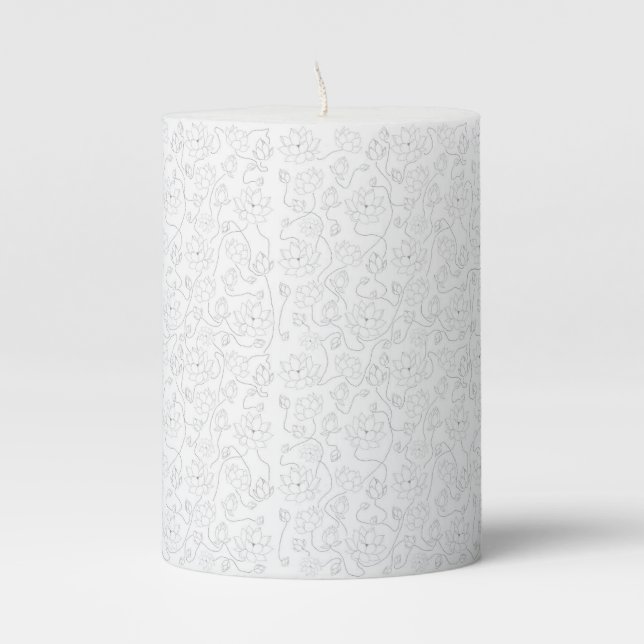 White Lotus Pillar Candle (Front)