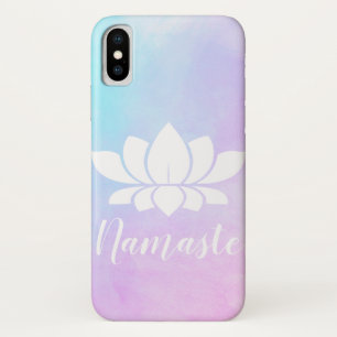 White Lotus Silhouette Namaste Pink & Blue Pastel iPhone X Case