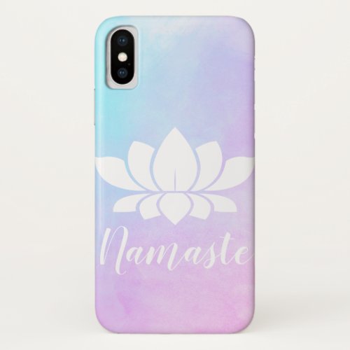 White Lotus Silhouette Namaste Pink  Blue Pastel iPhone X Case